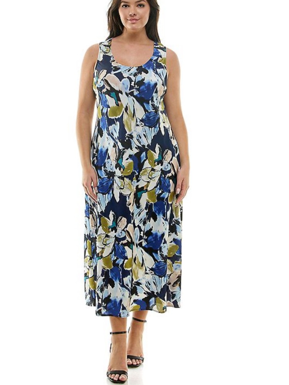 Luxology Floral Maxi Dress in Navy, Blue, Olive, Cream